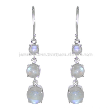 Beautiful Rainbow Moonstone Gemstone 925 Sterling Silver Earring Jewelry